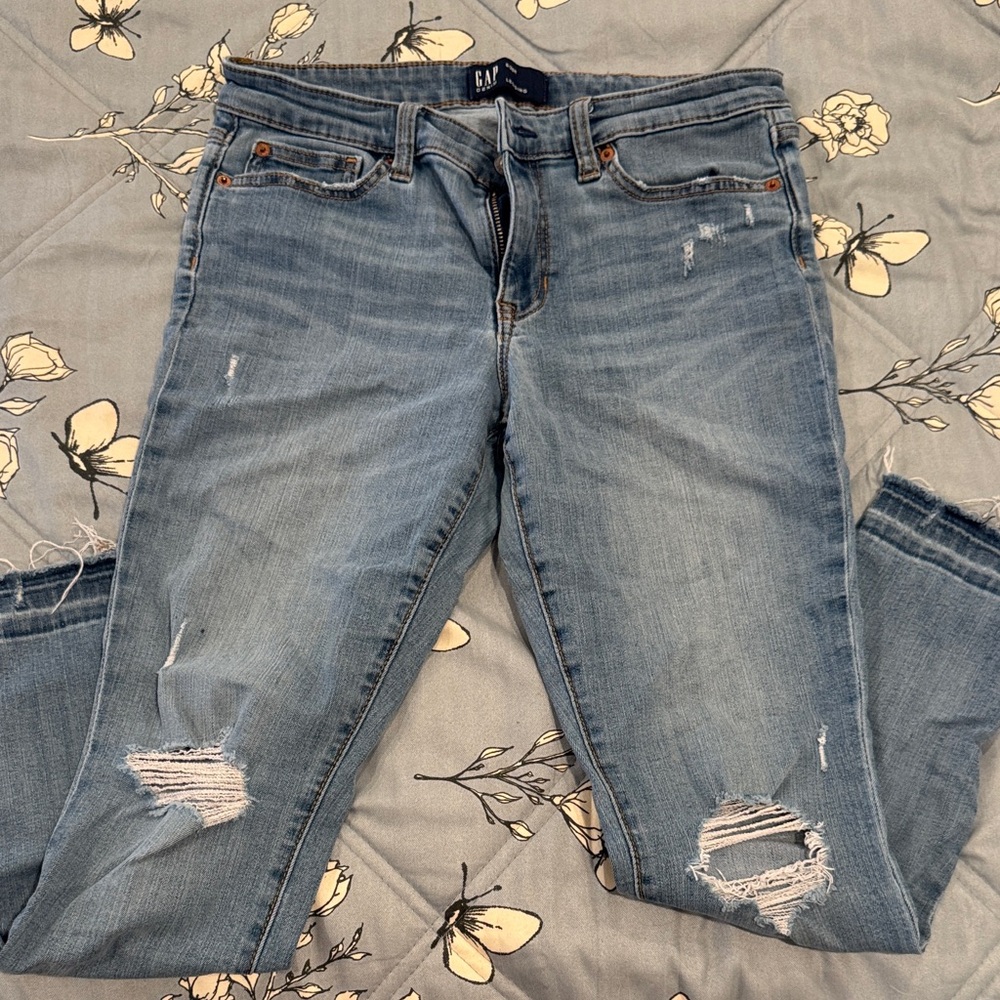 GAP Light Wash Distressed Skinny Jeans